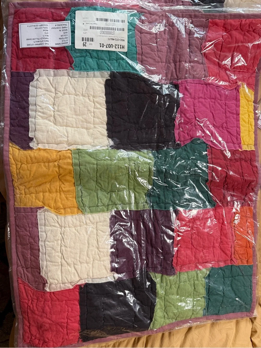 Patchwork Cotton Sham Standard. Multicolor